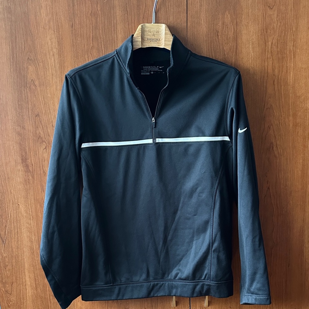 Nike Black 1/4 Zip Lightweight Pullover with White Stripe